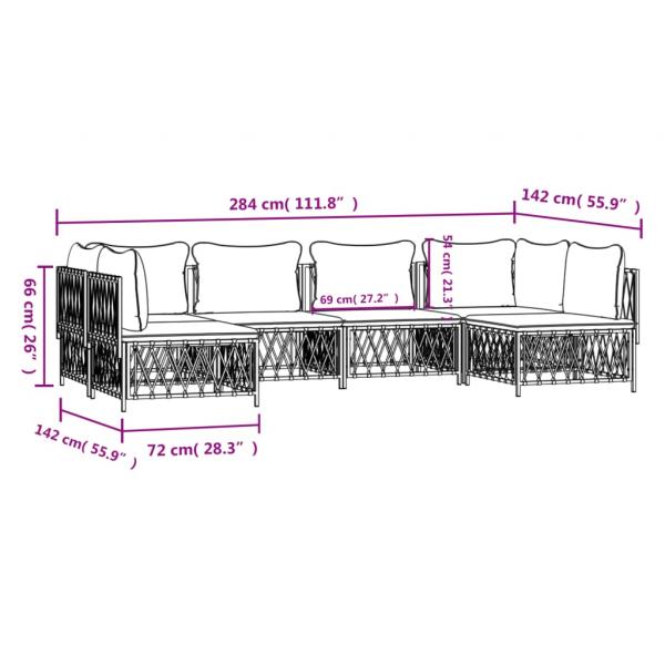 6-tlg. Garten-Lounge-Set mit Kissen Anthrazit Stahl