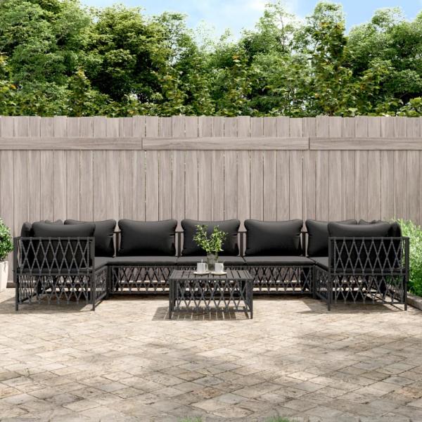 ARDEBO.de - 8-tlg. Garten-Lounge-Set mit Kissen Anthrazit Stahl