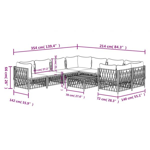 9-tlg. Garten-Lounge-Set mit Kissen Anthrazit Stahl