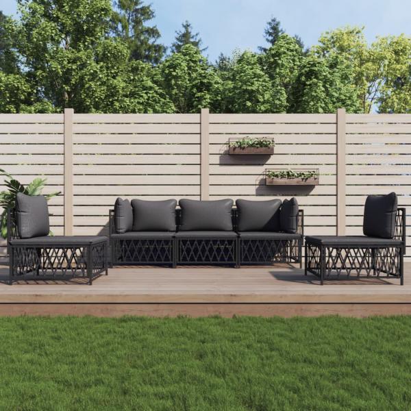 ARDEBO.de - 5-tlg. Garten-Lounge-Set mit Kissen Anthrazit Stahl