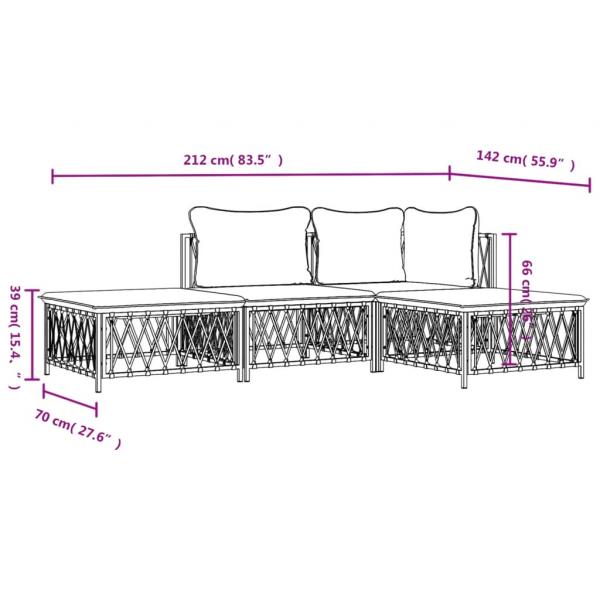 4-tlg. Garten-Lounge-Set mit Kissen Anthrazit Stahl