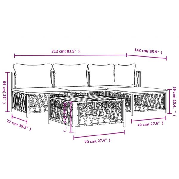 5-tlg. Garten-Lounge-Set mit Kissen Anthrazit Stahl