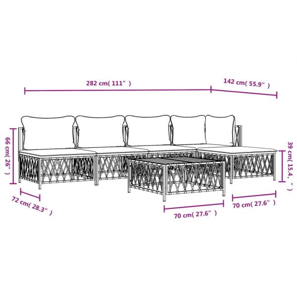 6-tlg. Garten-Lounge-Set mit Kissen Anthrazit Stahl