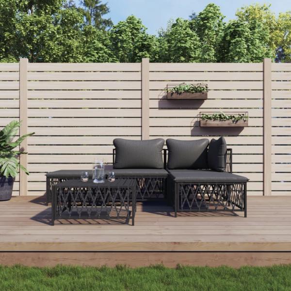 ARDEBO.de - 5-tlg. Garten-Lounge-Set mit Kissen Anthrazit Stahl