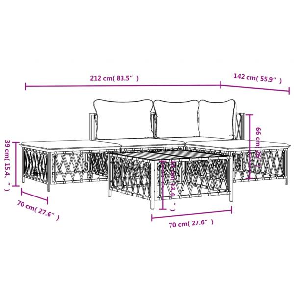 5-tlg. Garten-Lounge-Set mit Kissen Anthrazit Stahl