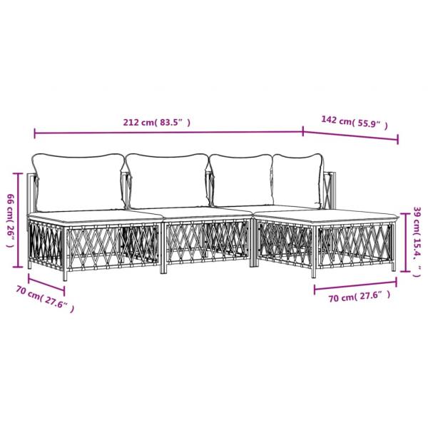 4-tlg. Garten-Lounge-Set mit Kissen Anthrazit Stahl