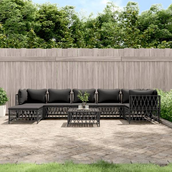 ARDEBO.de - 8-tlg. Garten-Lounge-Set mit Kissen Anthrazit Stahl