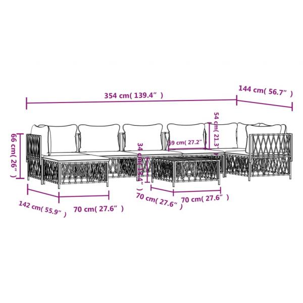 8-tlg. Garten-Lounge-Set mit Kissen Anthrazit Stahl