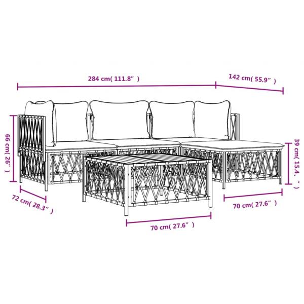 4-tlg. Garten-Lounge-Set mit Kissen Anthrazit Stahl