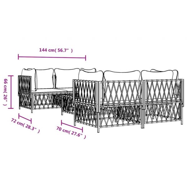 5-tlg. Garten-Lounge-Set mit Kissen Weiß Stahl