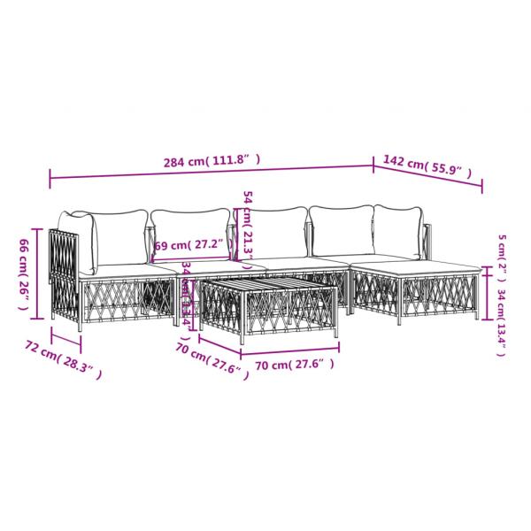 6-tlg. Garten-Lounge-Set mit Kissen Anthrazit Stahl