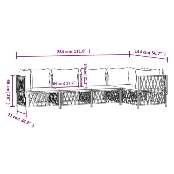 5-tlg. Garten-Lounge-Set mit Kissen Anthrazit Stahl