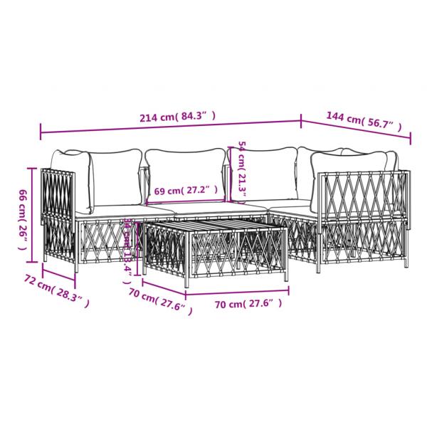 5-tlg. Garten-Lounge-Set mit Kissen Anthrazit Stahl