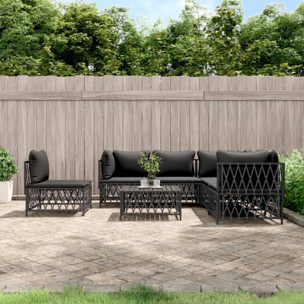 ARDEBO.de - 6-tlg. Garten-Lounge-Set mit Kissen Anthrazit Stahl