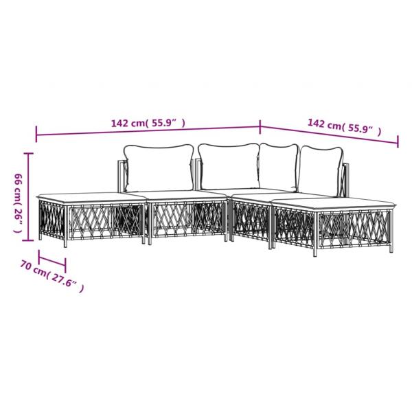 5-tlg. Garten-Lounge-Set mit Kissen Anthrazit Stahl