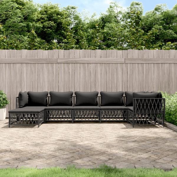 ARDEBO.de - 7-tlg. Garten-Lounge-Set mit Kissen Anthrazit Stahl