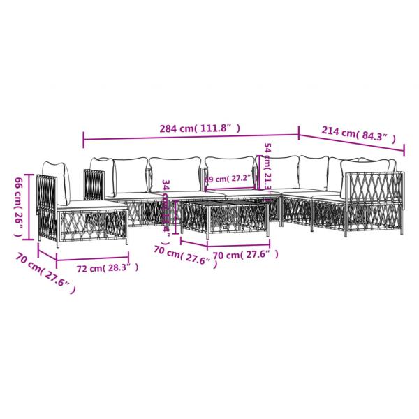 8-tlg. Garten-Lounge-Set mit Kissen Anthrazit Stahl