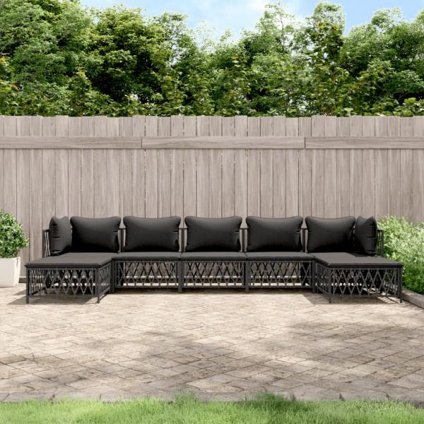 ARDEBO.de - 7-tlg. Garten-Lounge-Set mit Kissen Anthrazit Stahl