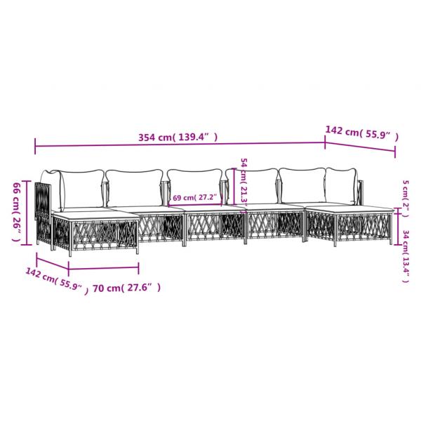 7-tlg. Garten-Lounge-Set mit Kissen Anthrazit Stahl