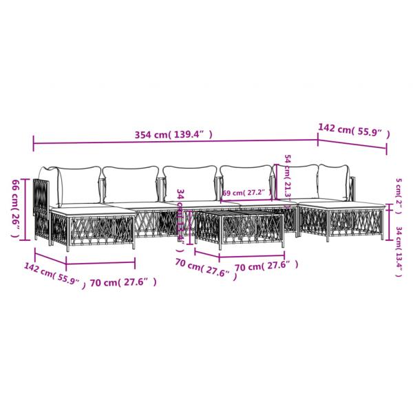 8-tlg. Garten-Lounge-Set mit Kissen Weiß Stahl