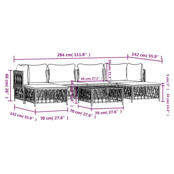 7-tlg. Garten-Lounge-Set mit Kissen Anthrazit Stahl