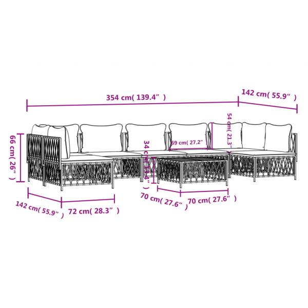 8-tlg. Garten-Lounge-Set mit Kissen Anthrazit Stahl