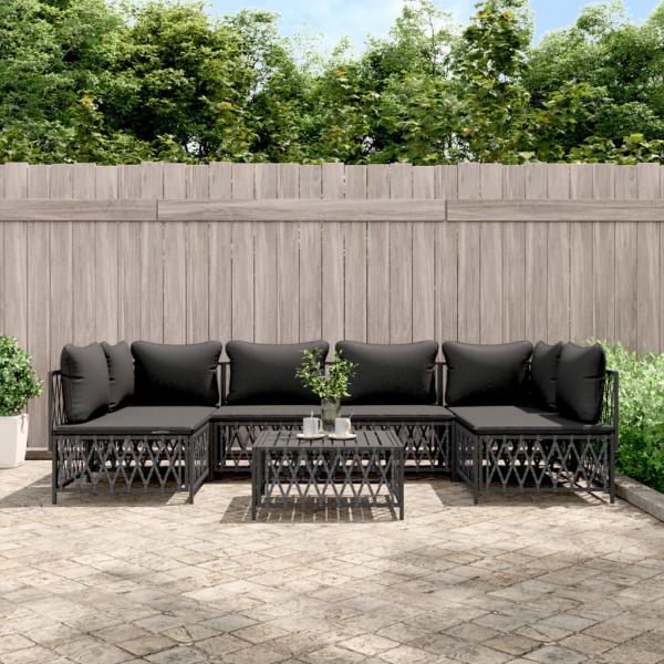 ARDEBO.de - 7-tlg. Garten-Lounge-Set mit Kissen Anthrazit Stahl