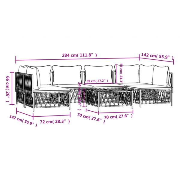 7-tlg. Garten-Lounge-Set mit Kissen Anthrazit Stahl