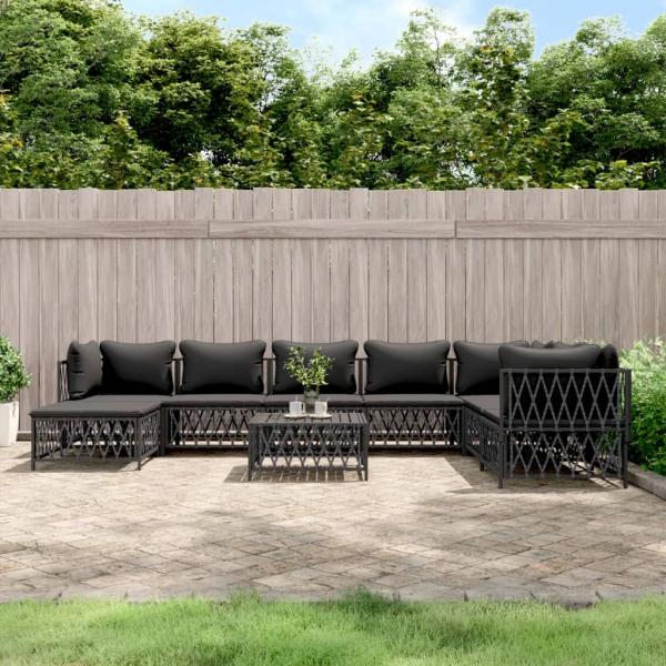 ARDEBO.de - 9-tlg. Garten-Lounge-Set mit Kissen Anthrazit Stahl