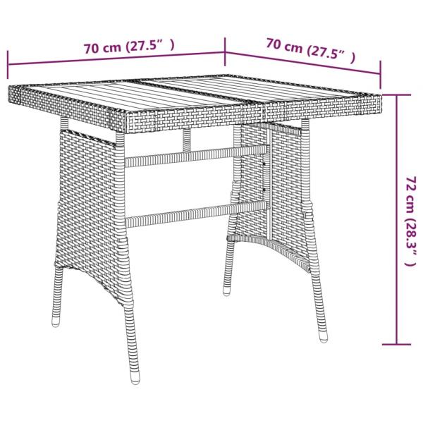 3-tlg. Garten-Essgruppe Poly Rattan Schwarz