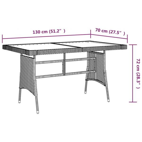 7-tlg. Garten-Essgruppe Poly Rattan Schwarz