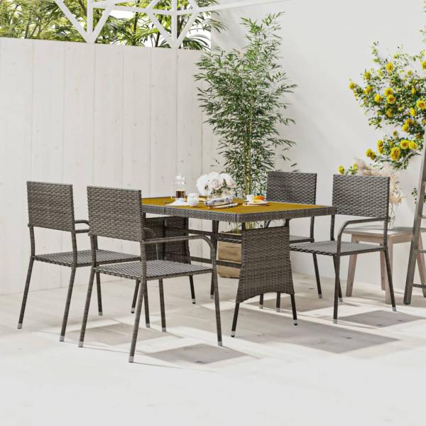 ARDEBO.de - 5-tlg. Garten-Essgruppe Poly Rattan Grau