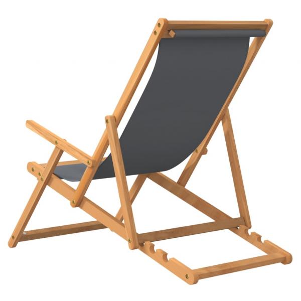 Strandstuhl Klappbar Massivholz Teak Grau