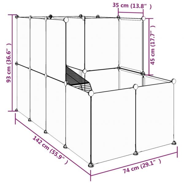 Kleintierkäfig Schwarz 142x74x93 cm PP und Stahl