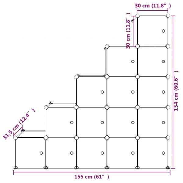 Kinderschrank Modular mit 15 Würfeln Weiß PP