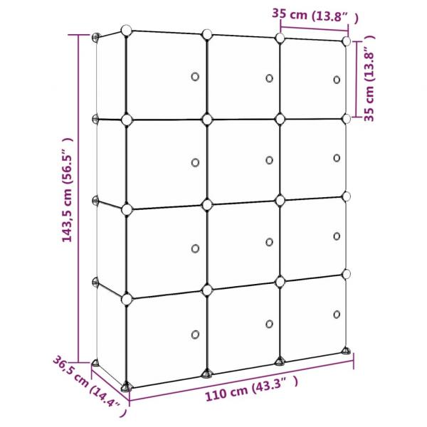 Kinderschrank Modular mit 12 Würfeln Grün PP