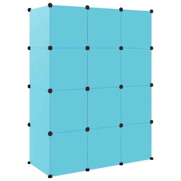 Kinderschrank Modular mit 12 Würfeln Blau PP