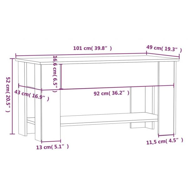 Couchtisch Weiß 101x49x52 cm Holzwerkstoff