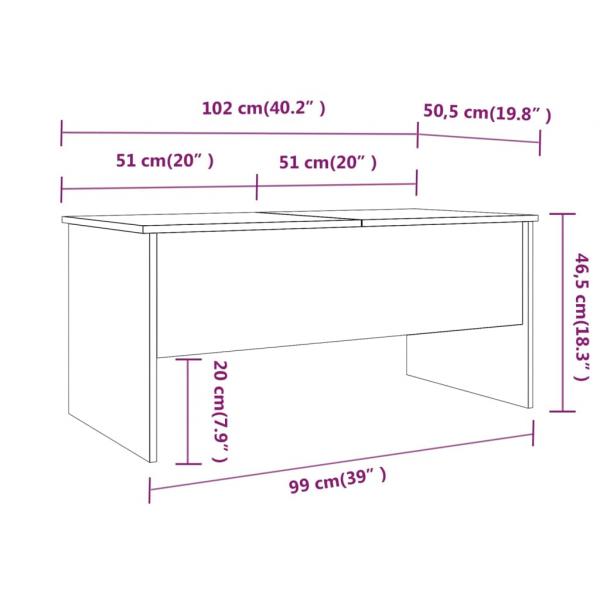 Couchtisch Sonoma-Eiche 102x50,5x46,5 cm Holzwerkstoff