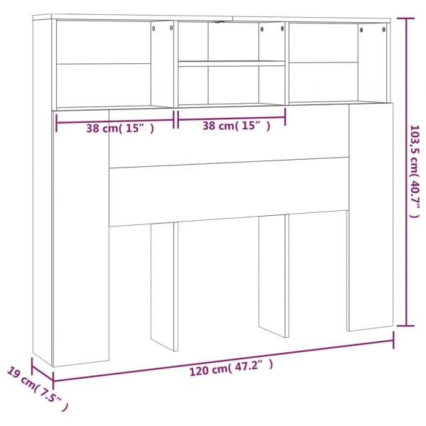 Bett-Kopfteil mit Ablagen Betongrau 120x19x103,5 cm