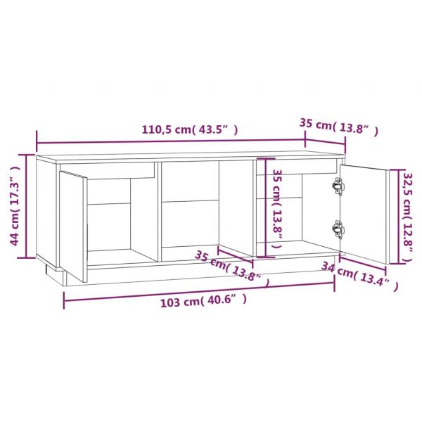 TV-Schrank 110,5x35x44 cm Massivholz Kiefer