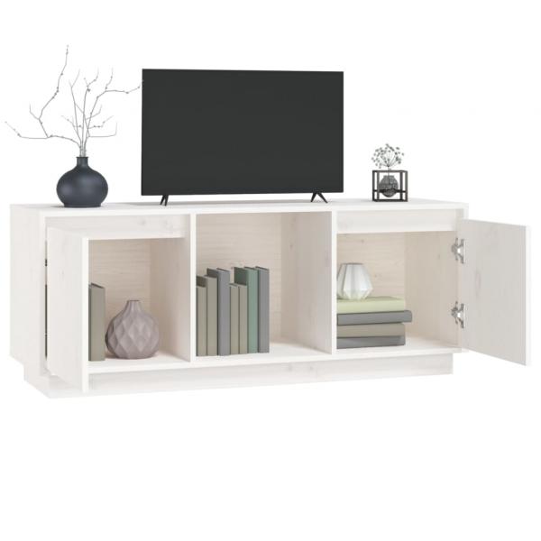 TV-Schrank Weiß 110,5x35x44 cm Massivholz Kiefer