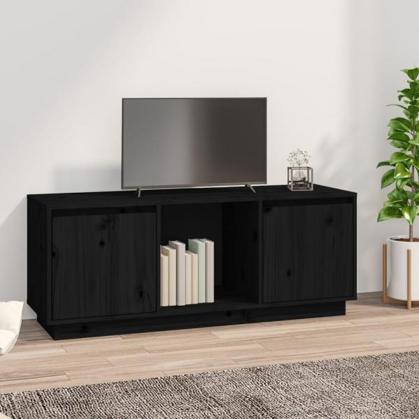 ARDEBO.de - TV-Schrank Schwarz 110,5x35x44 cm Massivholz Kiefer