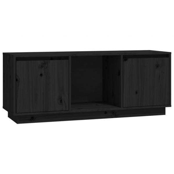 TV-Schrank Schwarz 110,5x35x44 cm Massivholz Kiefer