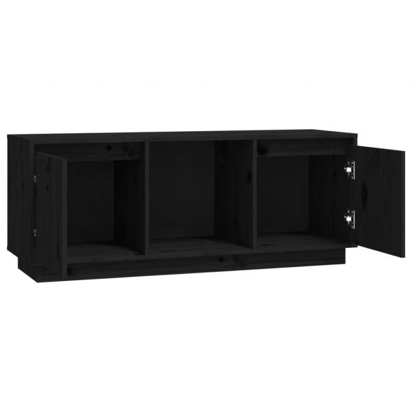 TV-Schrank Schwarz 110,5x35x44 cm Massivholz Kiefer