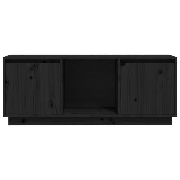 TV-Schrank Schwarz 110,5x35x44 cm Massivholz Kiefer