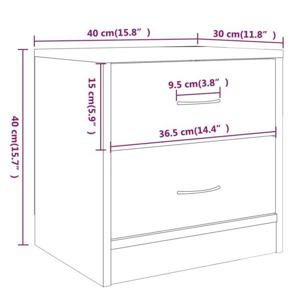 Nachttische 2 Stk. Braun Eichen-Optik 40x30x40 cm Holzwerkstoff