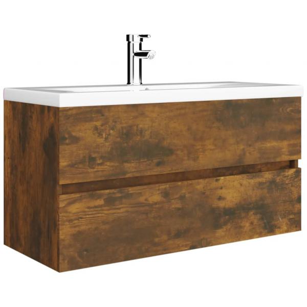 Waschbeckenschrank Räuchereiche 90x38,5x45 cm Holzwerkstoff