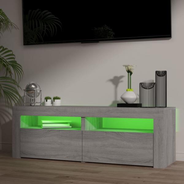 TV-Schrank mit LED-Leuchten Grau Sonoma 120x35x40 cm