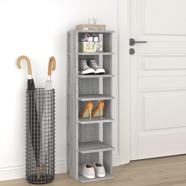 ARDEBO.de - Schuhregal Grau Sonoma 27,5x27x102 cm Holzwerkstoff